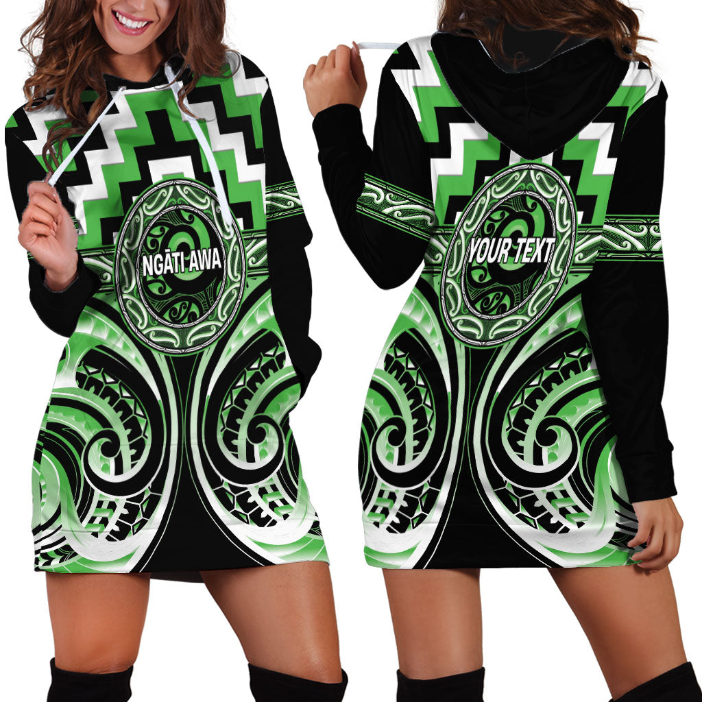Aotearoa Ngati Awa Personalised Hoodie Dress Maori Iwi Poutama Puhoro Tattoo