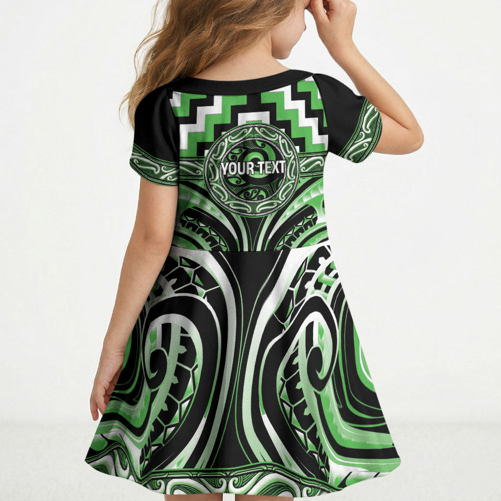 Aotearoa Ngati Awa Personalised Kid Short Sleeve Dress Maori Iwi Poutama Puhoro Tattoo