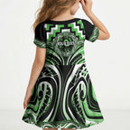 Aotearoa Ngati Awa Personalised Kid Short Sleeve Dress Maori Iwi Poutama Puhoro Tattoo