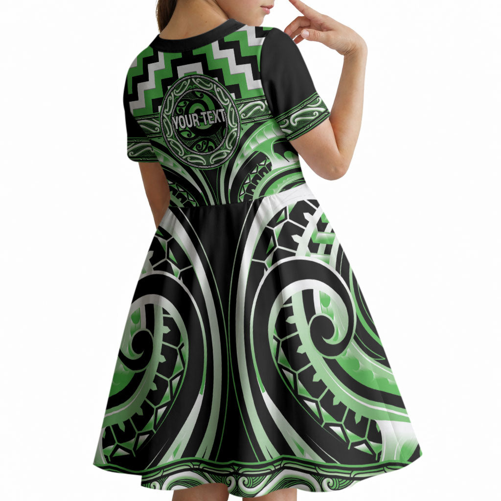 Aotearoa Ngati Awa Personalised Kid Short Sleeve Dress Maori Iwi Poutama Puhoro Tattoo