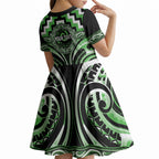 Aotearoa Ngati Awa Personalised Kid Short Sleeve Dress Maori Iwi Poutama Puhoro Tattoo