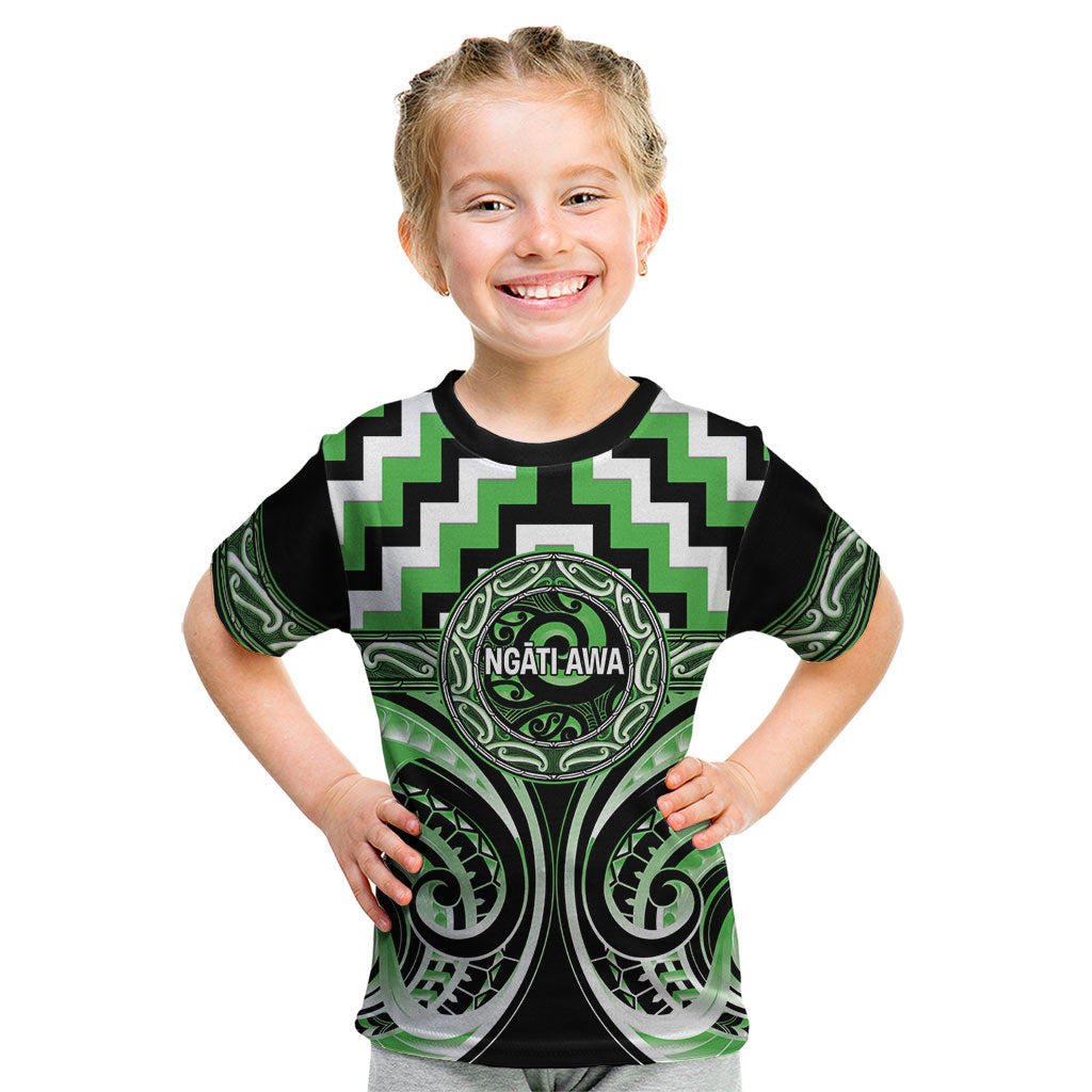 Aotearoa Ngati Awa Personalised Kid T Shirt Maori Iwi Poutama Puhoro Tattoo