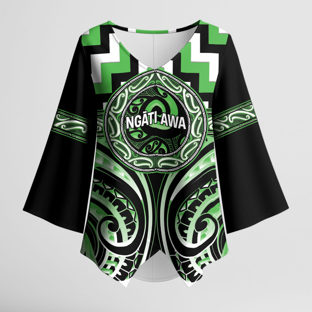 Aotearoa Ngati Awa Personalised Kimono Sleeve Blouse Maori Iwi Poutama Puhoro Tattoo