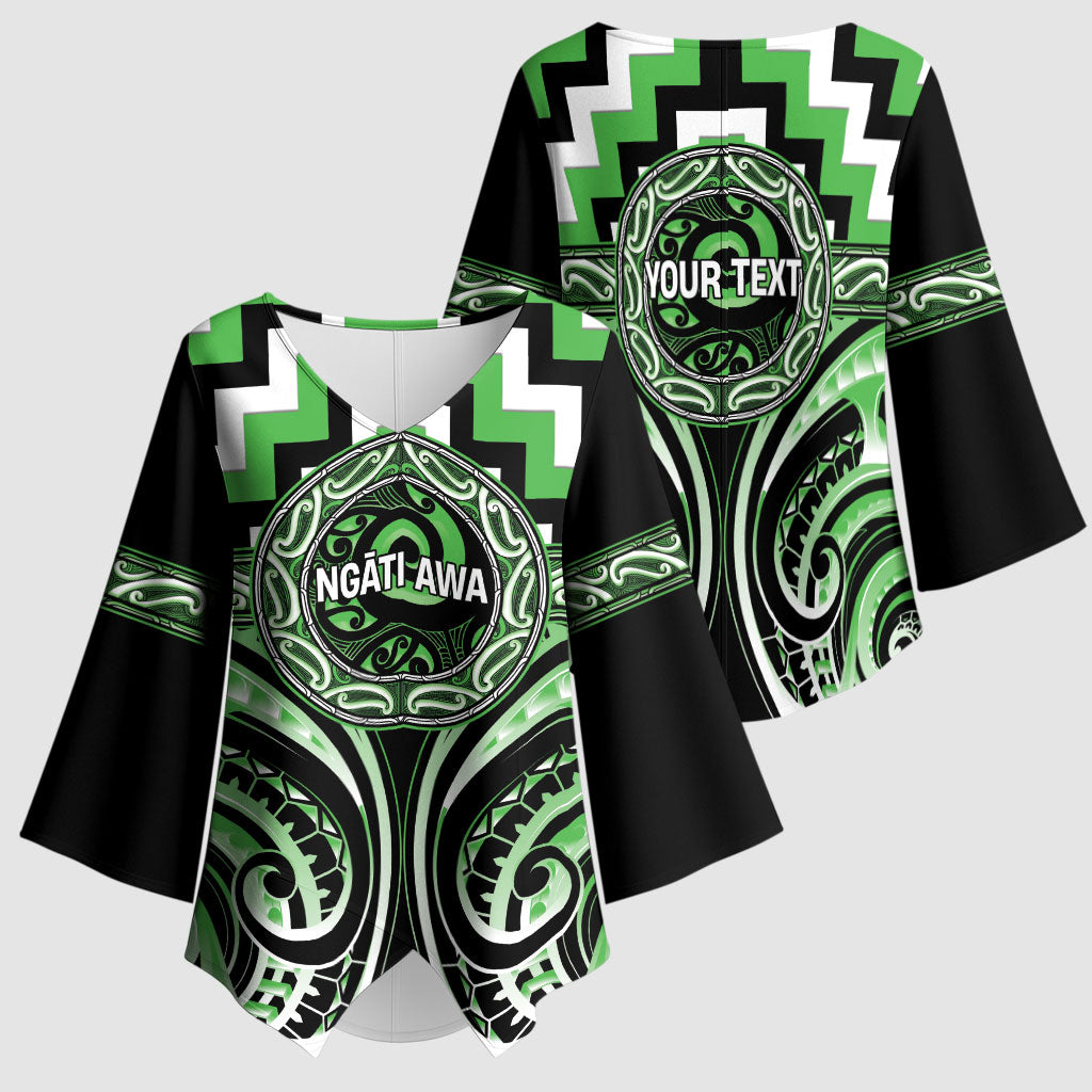 Aotearoa Ngati Awa Personalised Kimono Sleeve Blouse Maori Iwi Poutama Puhoro Tattoo