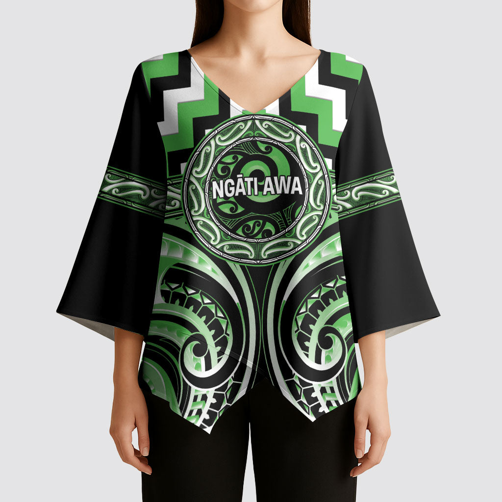Aotearoa Ngati Awa Personalised Kimono Sleeve Blouse Maori Iwi Poutama Puhoro Tattoo