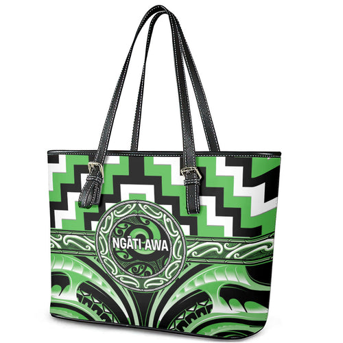 Aotearoa Ngati Awa Leather Tote Bag Maori Iwi Poutama Puhoro Tattoo
