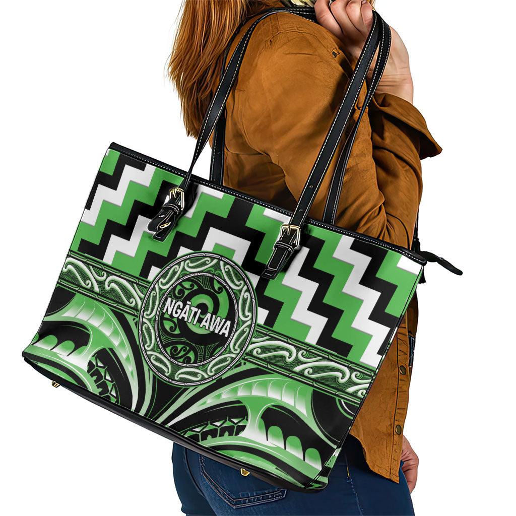 Aotearoa Ngati Awa Leather Tote Bag Maori Iwi Poutama Puhoro Tattoo