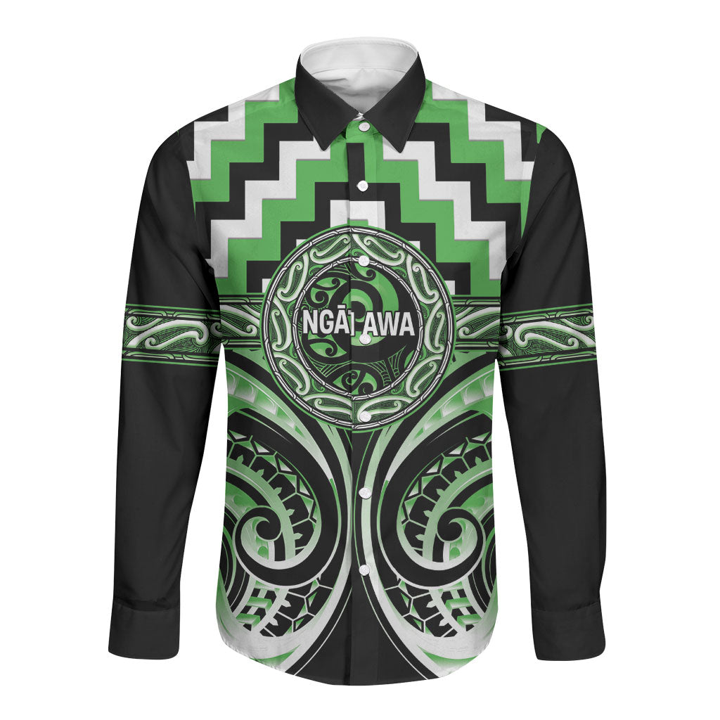 Aotearoa Ngati Awa Personalised Long Sleeve Button Shirt Maori Iwi Poutama Puhoro Tattoo