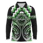 Aotearoa Ngati Awa Personalised Long Sleeve Polo Shirt Maori Iwi Poutama Puhoro Tattoo