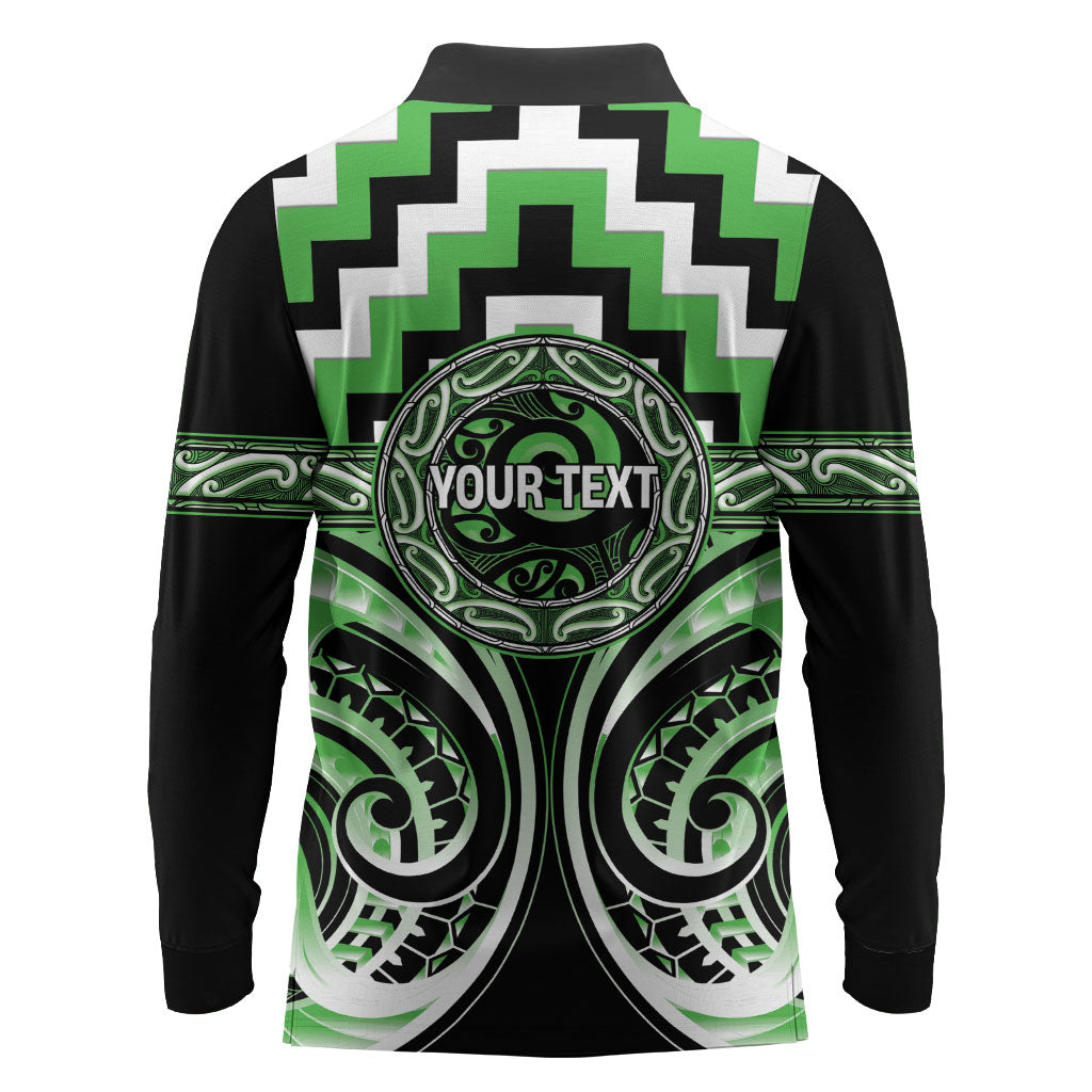 Aotearoa Ngati Awa Personalised Long Sleeve Polo Shirt Maori Iwi Poutama Puhoro Tattoo