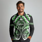 Aotearoa Ngati Awa Personalised Long Sleeve Polo Shirt Maori Iwi Poutama Puhoro Tattoo