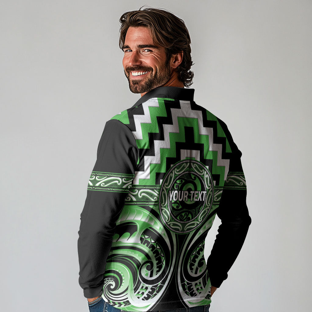 Aotearoa Ngati Awa Personalised Long Sleeve Polo Shirt Maori Iwi Poutama Puhoro Tattoo