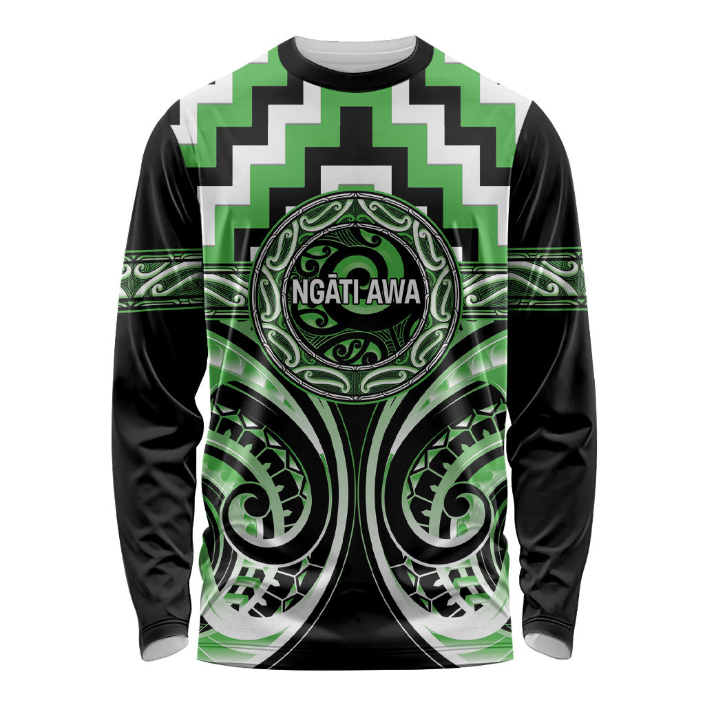 Aotearoa Ngati Awa Personalised Long Sleeve Shirt Maori Iwi Poutama Puhoro Tattoo