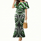 Aotearoa Ngati Awa Personalised Mermaid Dress Maori Iwi Poutama Puhoro Tattoo