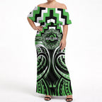 Aotearoa Ngati Awa Personalised Off Shoulder Maxi Dress Maori Iwi Poutama Puhoro Tattoo
