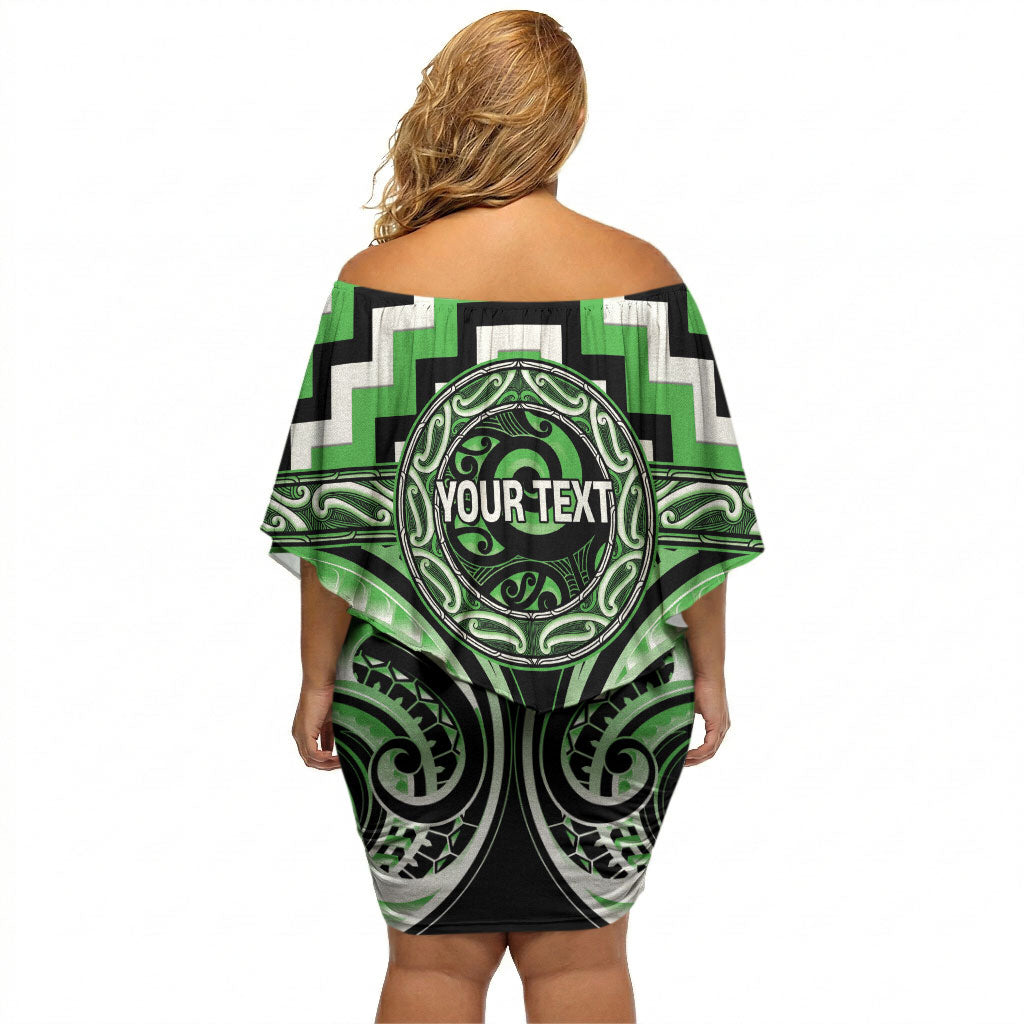 Aotearoa Ngati Awa Personalised Off Shoulder Short Dress Maori Iwi Poutama Puhoro Tattoo