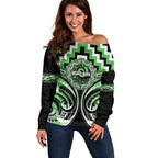 Aotearoa Ngati Awa Personalised Off Shoulder Sweater Maori Iwi Poutama Puhoro Tattoo