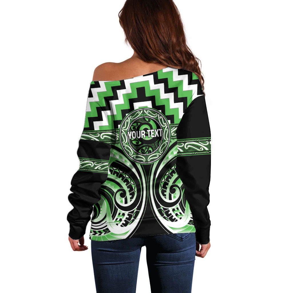 Aotearoa Ngati Awa Personalised Off Shoulder Sweater Maori Iwi Poutama Puhoro Tattoo