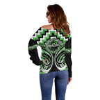 Aotearoa Ngati Awa Personalised Off Shoulder Sweater Maori Iwi Poutama Puhoro Tattoo