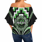 Aotearoa Ngati Awa Personalised Off Shoulder Wrap Waist Top Maori Iwi Poutama Puhoro Tattoo