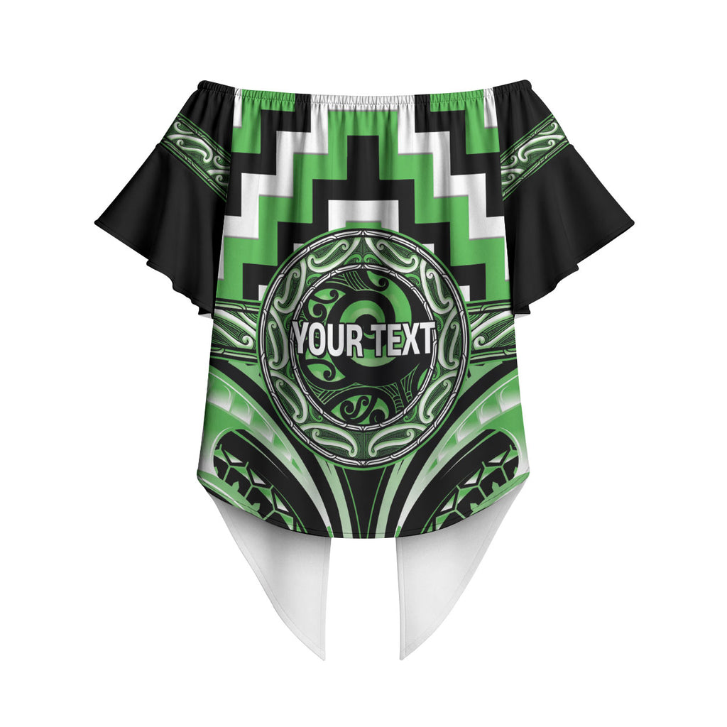Aotearoa Ngati Awa Personalised Off Shoulder Wrap Waist Top Maori Iwi Poutama Puhoro Tattoo