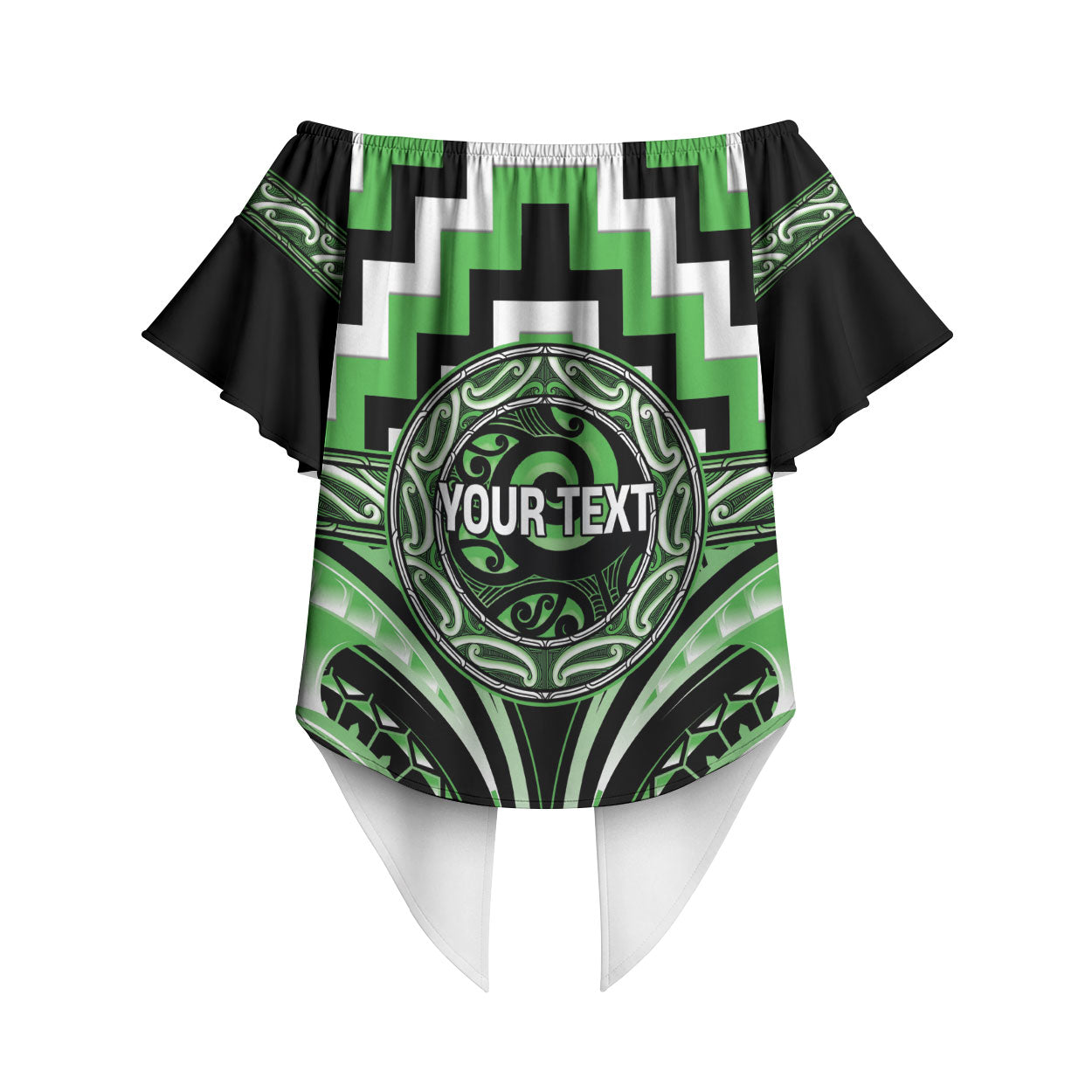 Aotearoa Ngati Awa Personalised Off Shoulder Wrap Waist Top Maori Iwi Poutama Puhoro Tattoo
