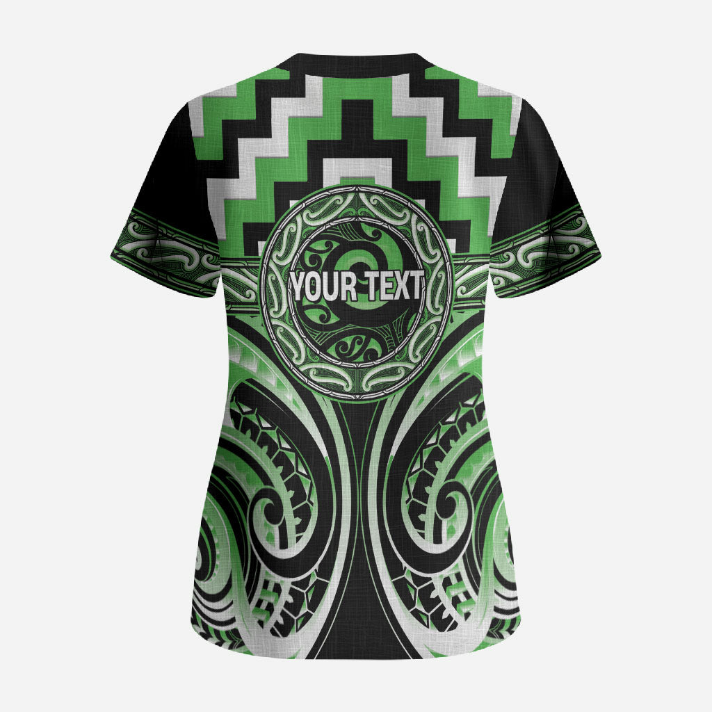 Aotearoa Ngati Awa Personalised Scrub Top Maori Iwi Poutama Puhoro Tattoo