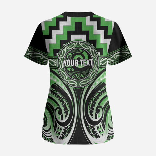 Aotearoa Ngati Awa Personalised Scrub Top Maori Iwi Poutama Puhoro Tattoo