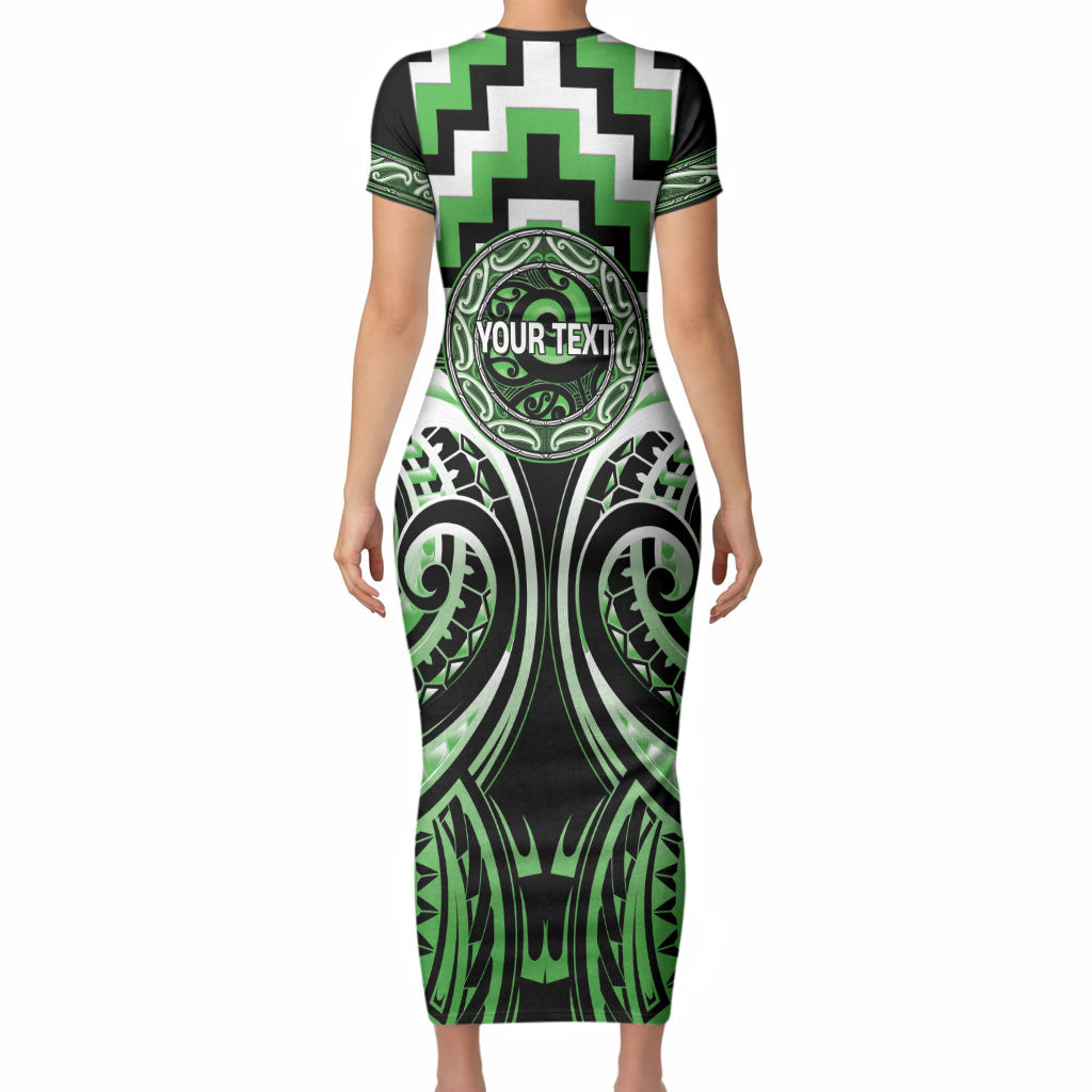 Aotearoa Ngati Awa Personalised Short Sleeve Bodycon Dress Maori Iwi Poutama Puhoro Tattoo