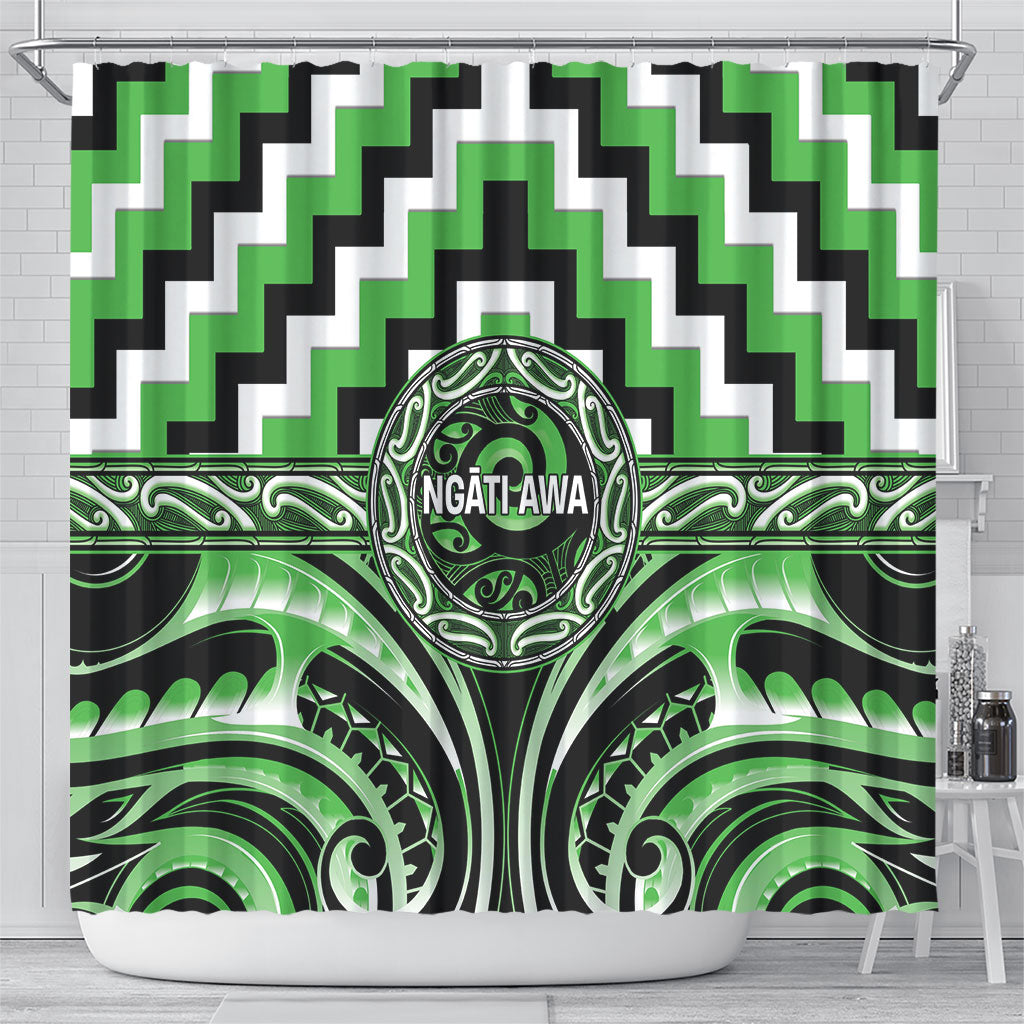 Aotearoa Ngati Awa Shower Curtain Maori Iwi Poutama Puhoro Tattoo