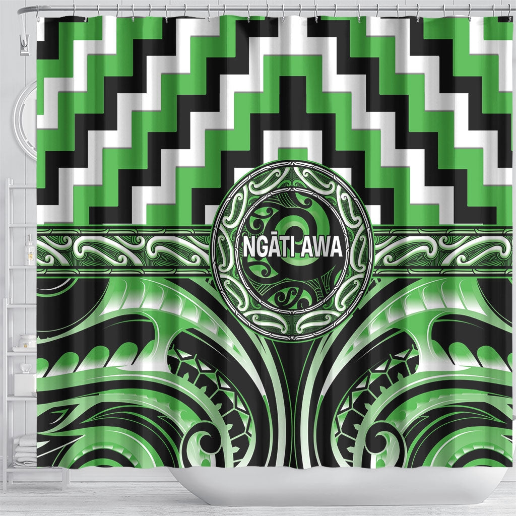 Aotearoa Ngati Awa Shower Curtain Maori Iwi Poutama Puhoro Tattoo
