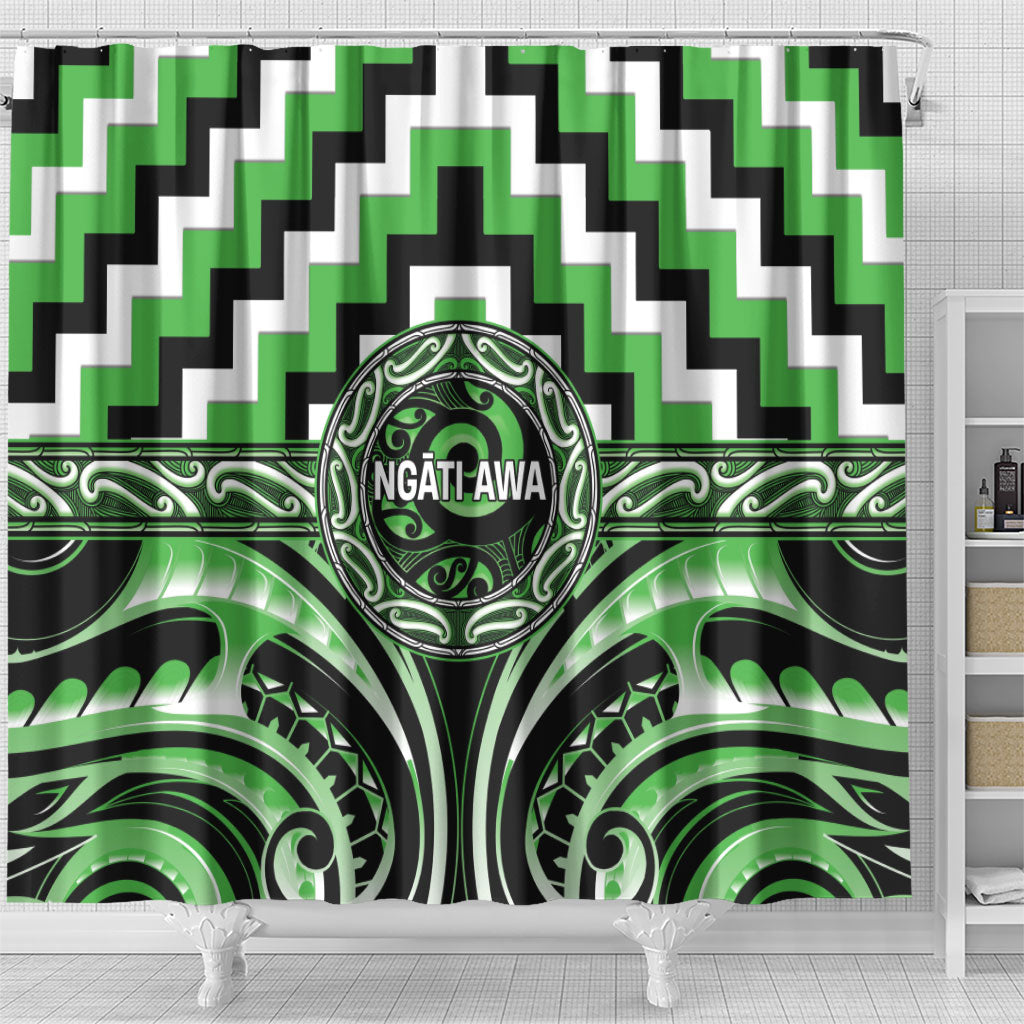 Aotearoa Ngati Awa Shower Curtain Maori Iwi Poutama Puhoro Tattoo