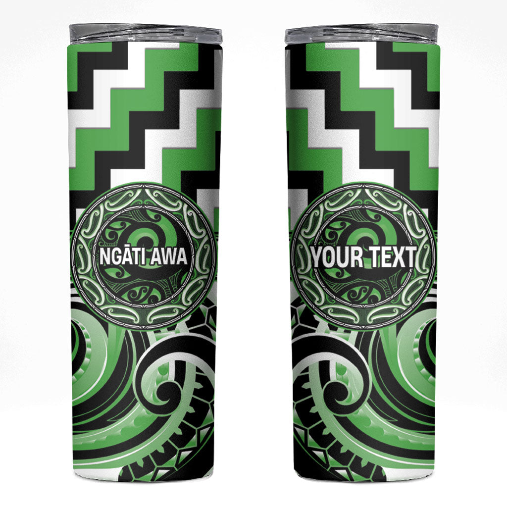 Aotearoa Ngati Awa Personalised Skinny Tumbler Maori Iwi Poutama Puhoro Tattoo