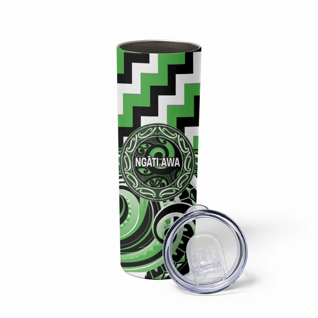 Aotearoa Ngati Awa Personalised Skinny Tumbler Maori Iwi Poutama Puhoro Tattoo