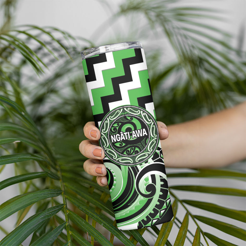 Aotearoa Ngati Awa Personalised Skinny Tumbler Maori Iwi Poutama Puhoro Tattoo