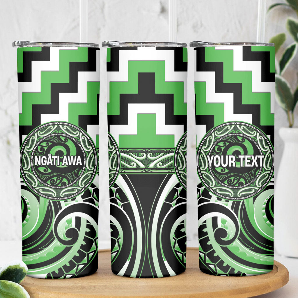 Aotearoa Ngati Awa Personalised Skinny Tumbler Maori Iwi Poutama Puhoro Tattoo