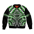 Aotearoa Ngati Awa Personalised Sleeve Zip Bomber Jacket Maori Iwi Poutama Puhoro Tattoo
