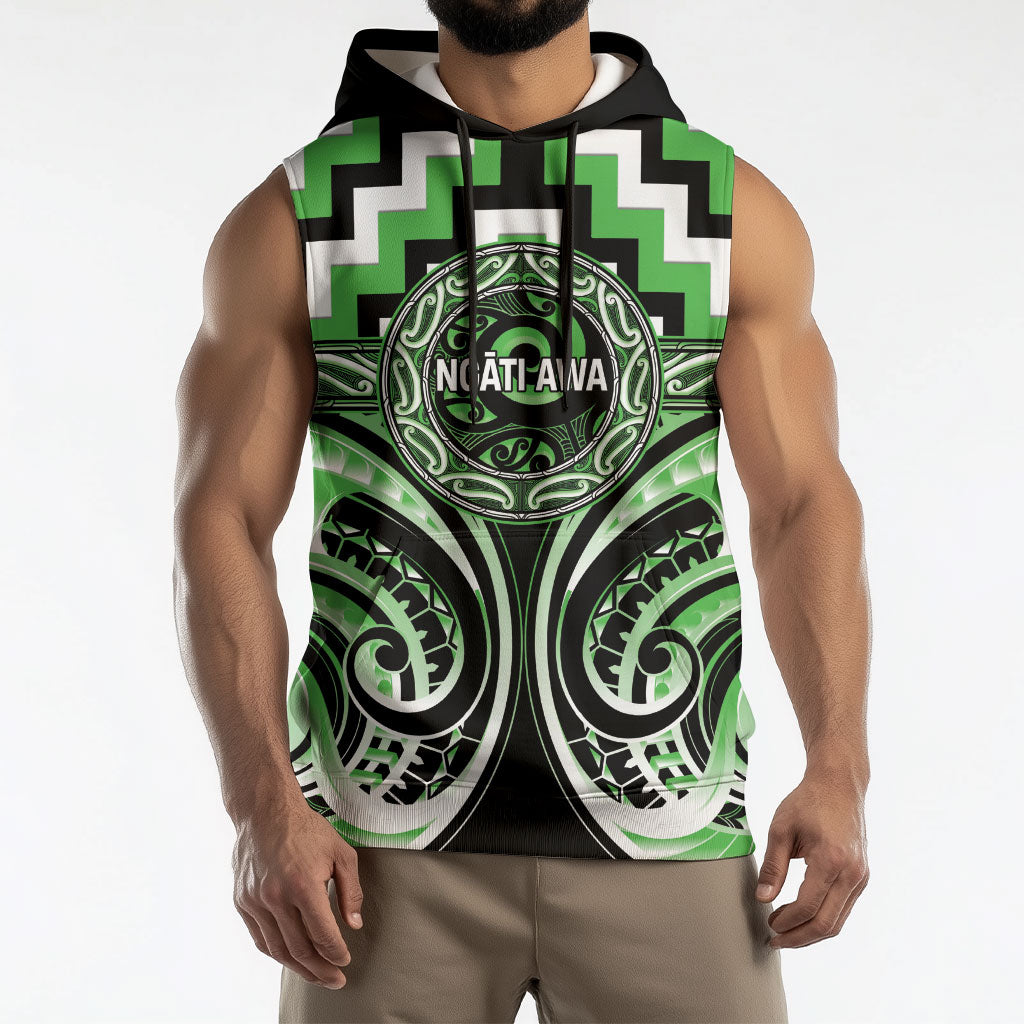 Aotearoa Ngati Awa Personalised Sleeveless Hoodie Maori Iwi Poutama Puhoro Tattoo