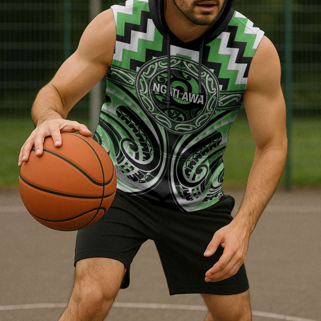 Aotearoa Ngati Awa Personalised Sleeveless Hoodie Maori Iwi Poutama Puhoro Tattoo