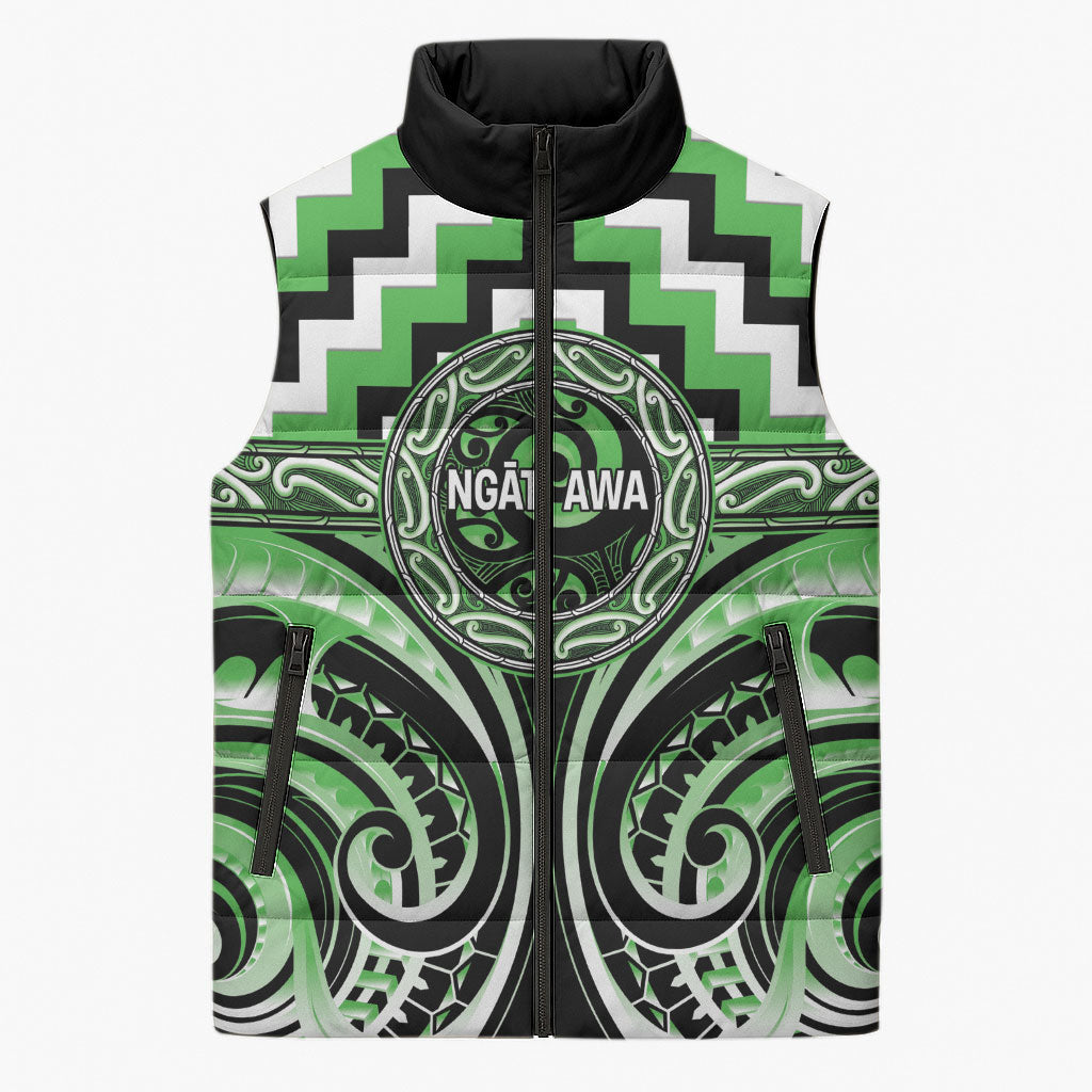 Aotearoa Ngati Awa Personalised Sleeveless Puffer Jacket Maori Iwi Poutama Puhoro Tattoo