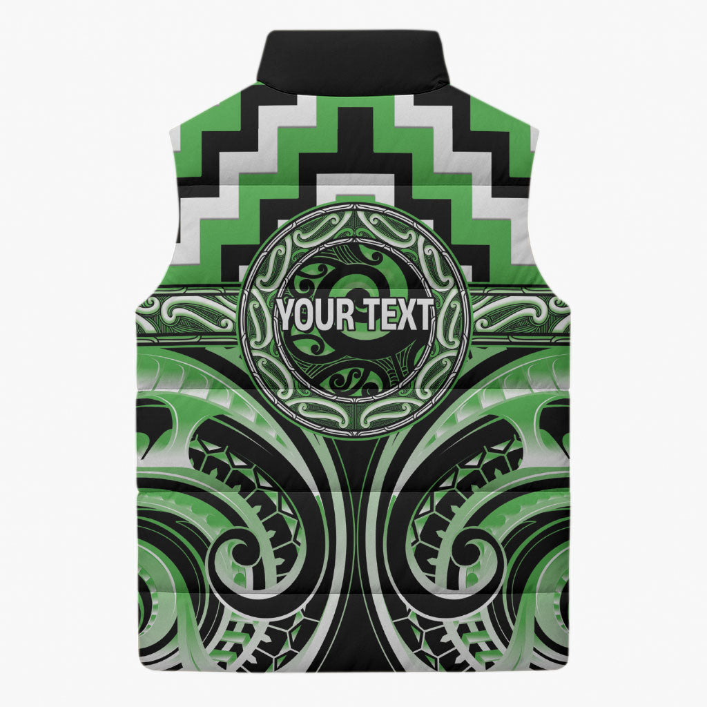 Aotearoa Ngati Awa Personalised Sleeveless Puffer Jacket Maori Iwi Poutama Puhoro Tattoo