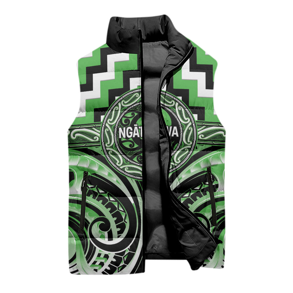 Aotearoa Ngati Awa Personalised Sleeveless Puffer Jacket Maori Iwi Poutama Puhoro Tattoo