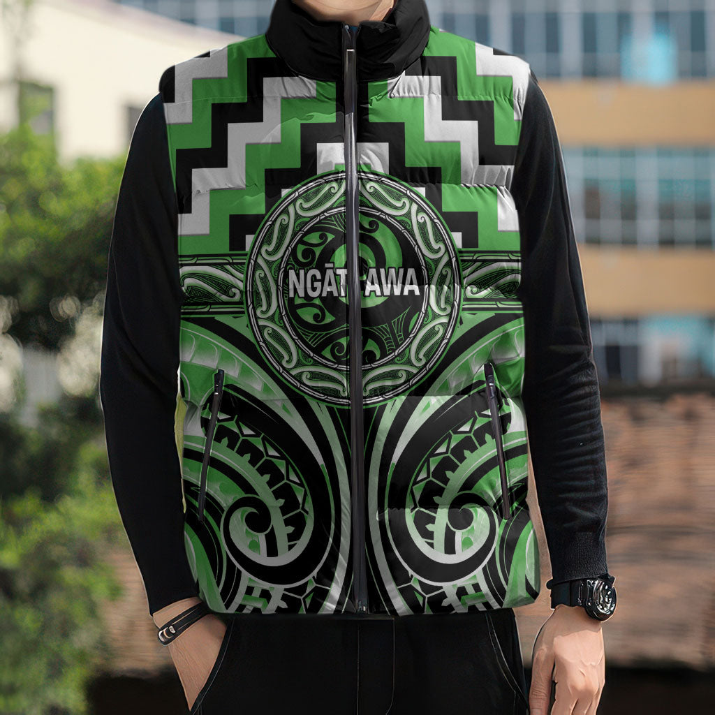 Aotearoa Ngati Awa Personalised Sleeveless Puffer Jacket Maori Iwi Poutama Puhoro Tattoo