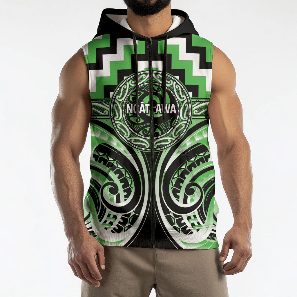 Aotearoa Ngati Awa Personalised Sleeveless Zip Hoodie Maori Iwi Poutama Puhoro Tattoo
