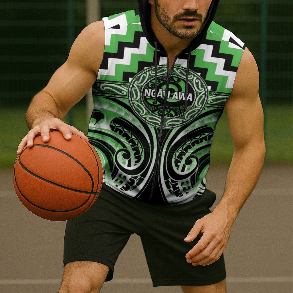 Aotearoa Ngati Awa Personalised Sleeveless Zip Hoodie Maori Iwi Poutama Puhoro Tattoo