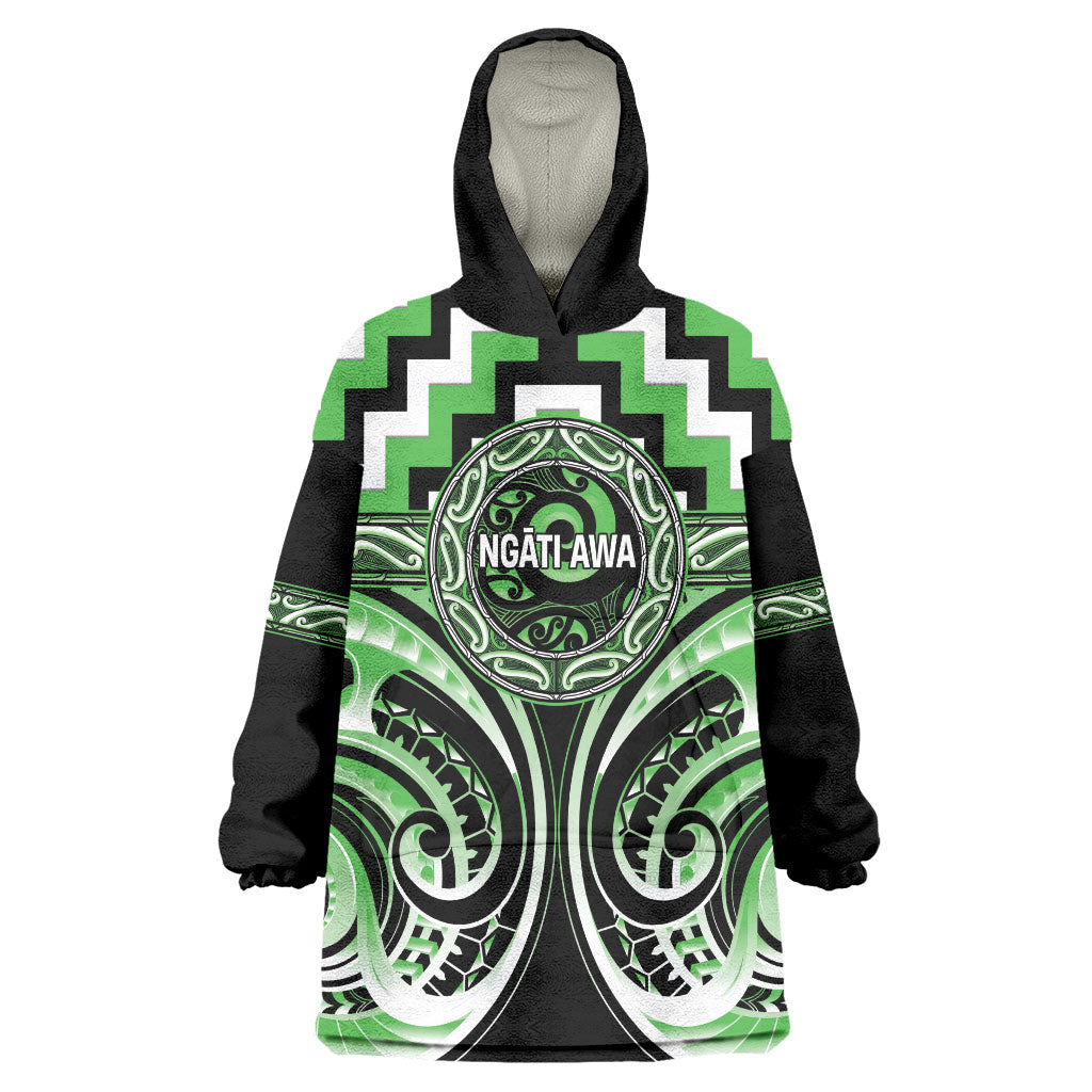 Aotearoa Ngati Awa Personalised Wearable Blanket Hoodie Maori Iwi Poutama Puhoro Tattoo
