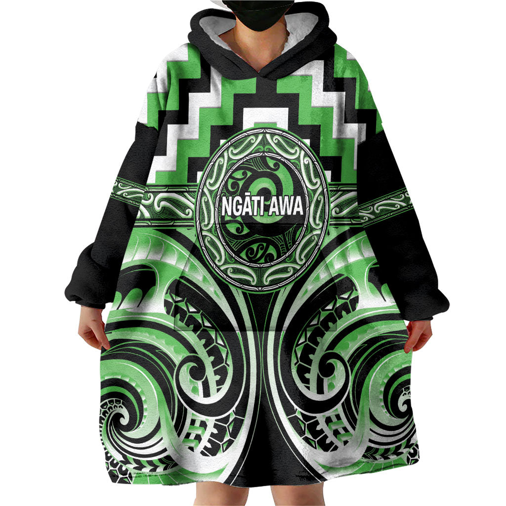 Aotearoa Ngati Awa Personalised Wearable Blanket Hoodie Maori Iwi Poutama Puhoro Tattoo