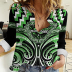Aotearoa Ngati Awa Personalised Women Casual Shirt Maori Iwi Poutama Puhoro Tattoo