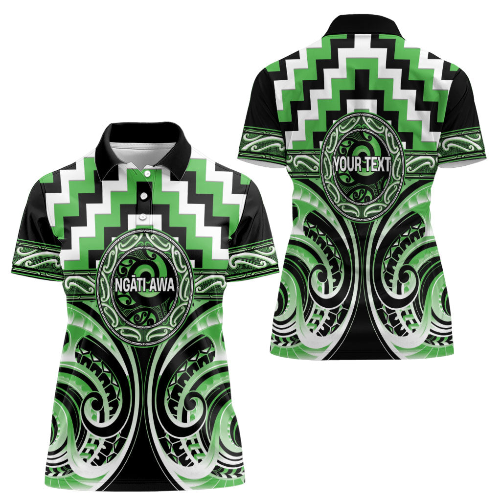 Aotearoa Ngati Awa Personalised Women Polo Shirt Maori Iwi Poutama Puhoro Tattoo