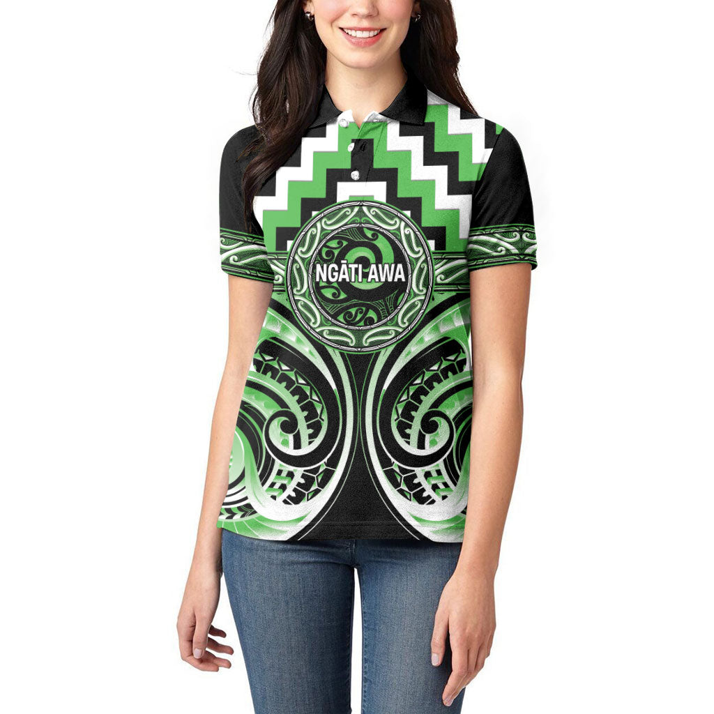 Aotearoa Ngati Awa Personalised Women Polo Shirt Maori Iwi Poutama Puhoro Tattoo